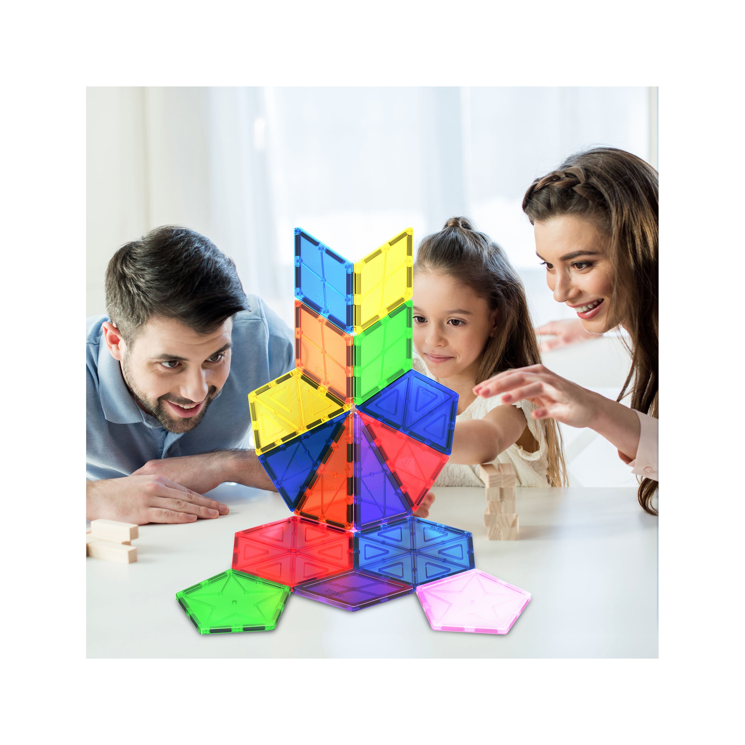 PicassoTiles 16 Piece Geometry Magnetic Building Block Set