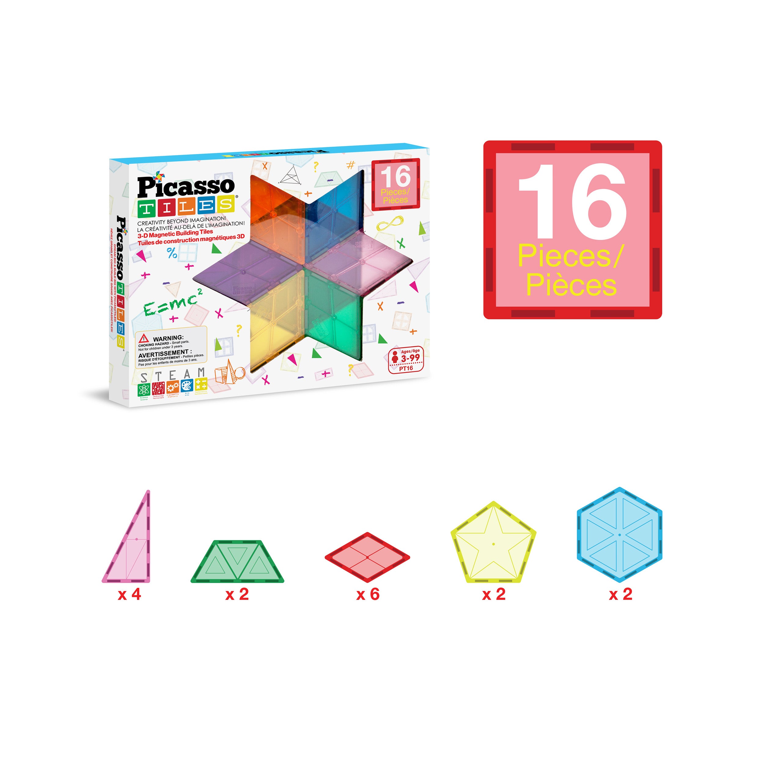 PicassoTiles Magnetic Tile Geometry Shape  Building Set