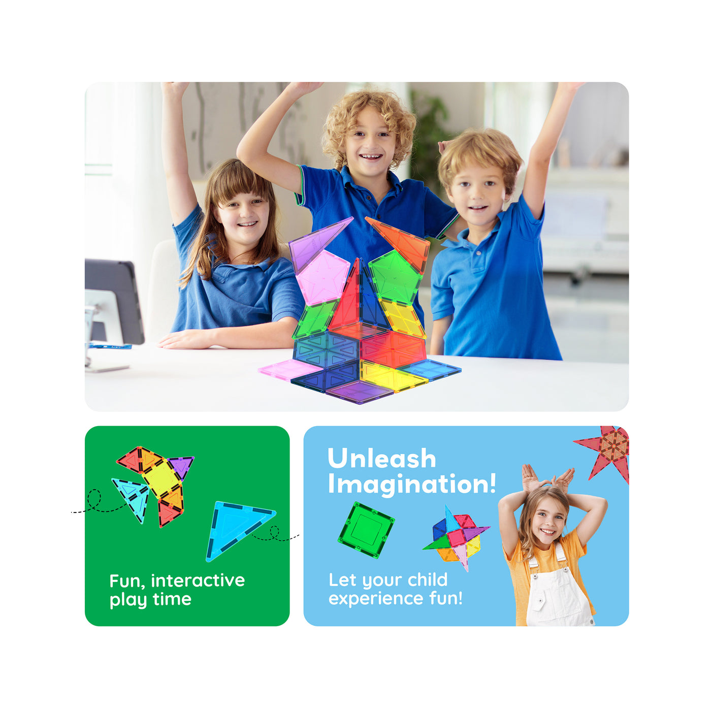 PicassoTiles Magnetic Tile Geometry Shape  Building Set