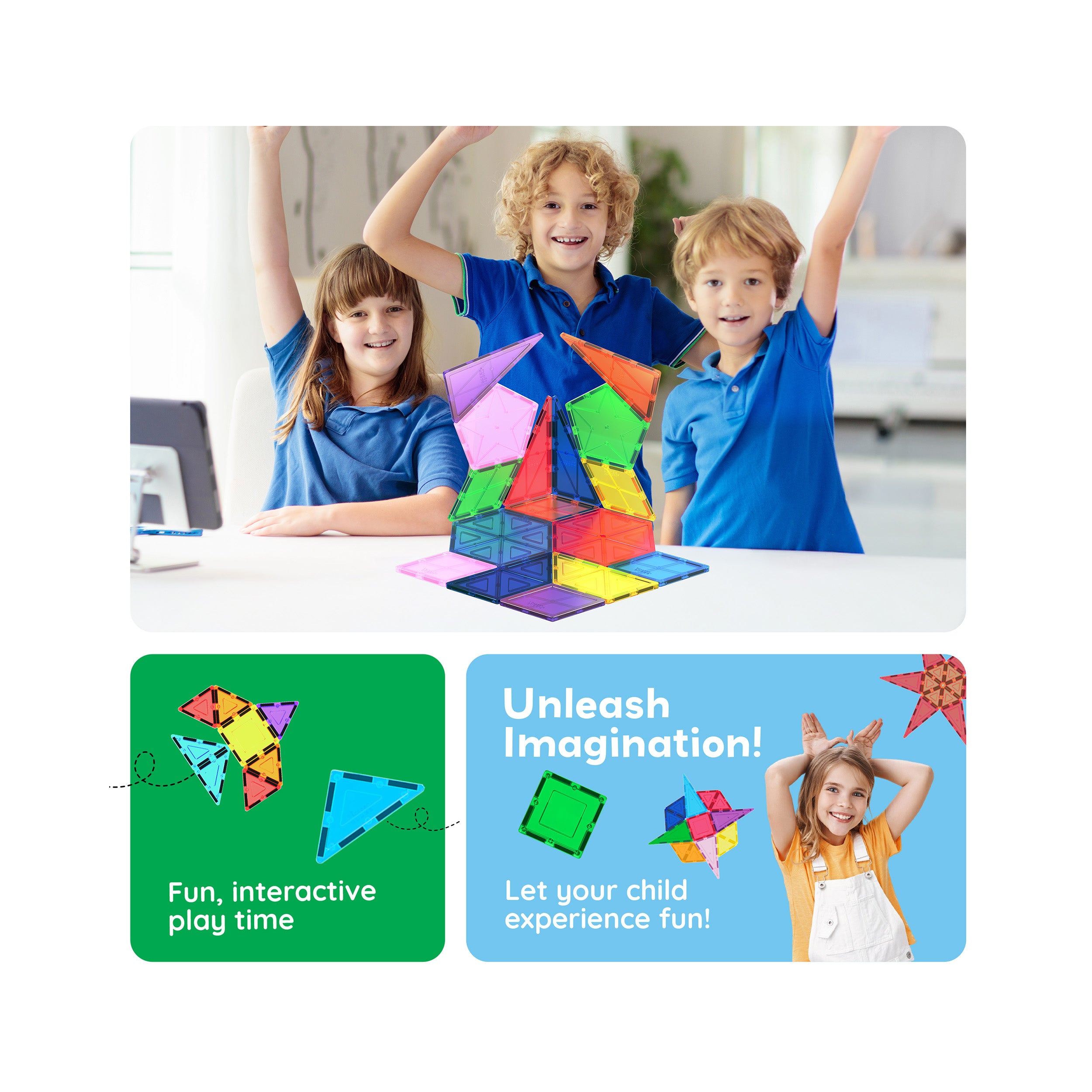 PicassoTiles Magnetic Tile Geometry Shape  Building Set
