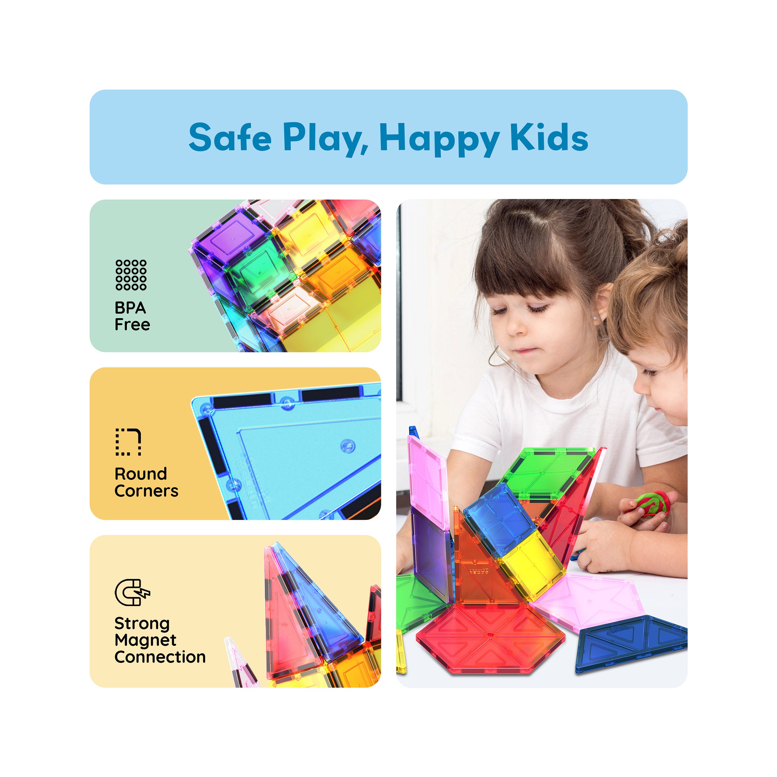 PicassoTiles Magnetic Tile Geometry Shape  Building Set
