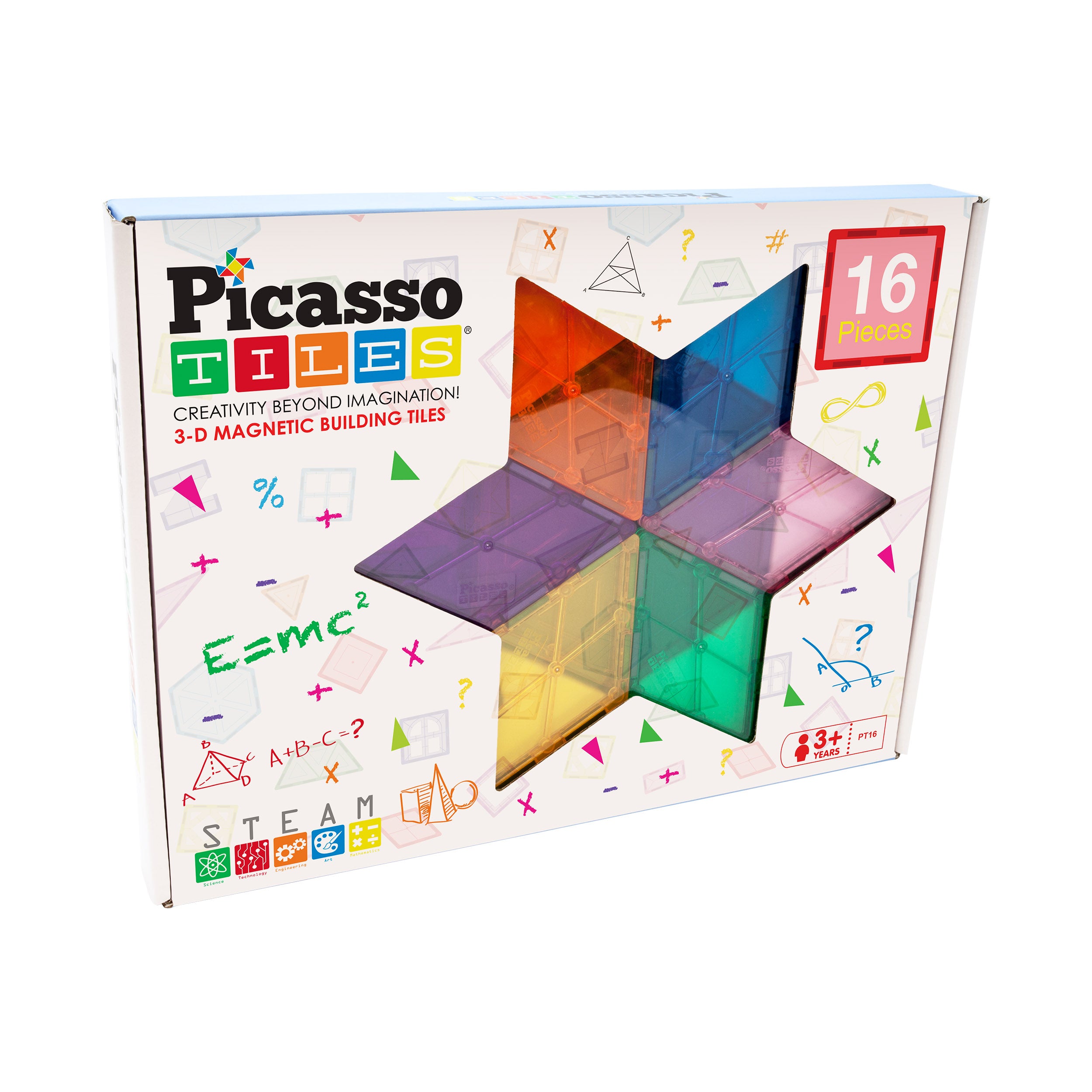 PicassoTiles 16 Piece Geometry Magnetic Building Block Set
