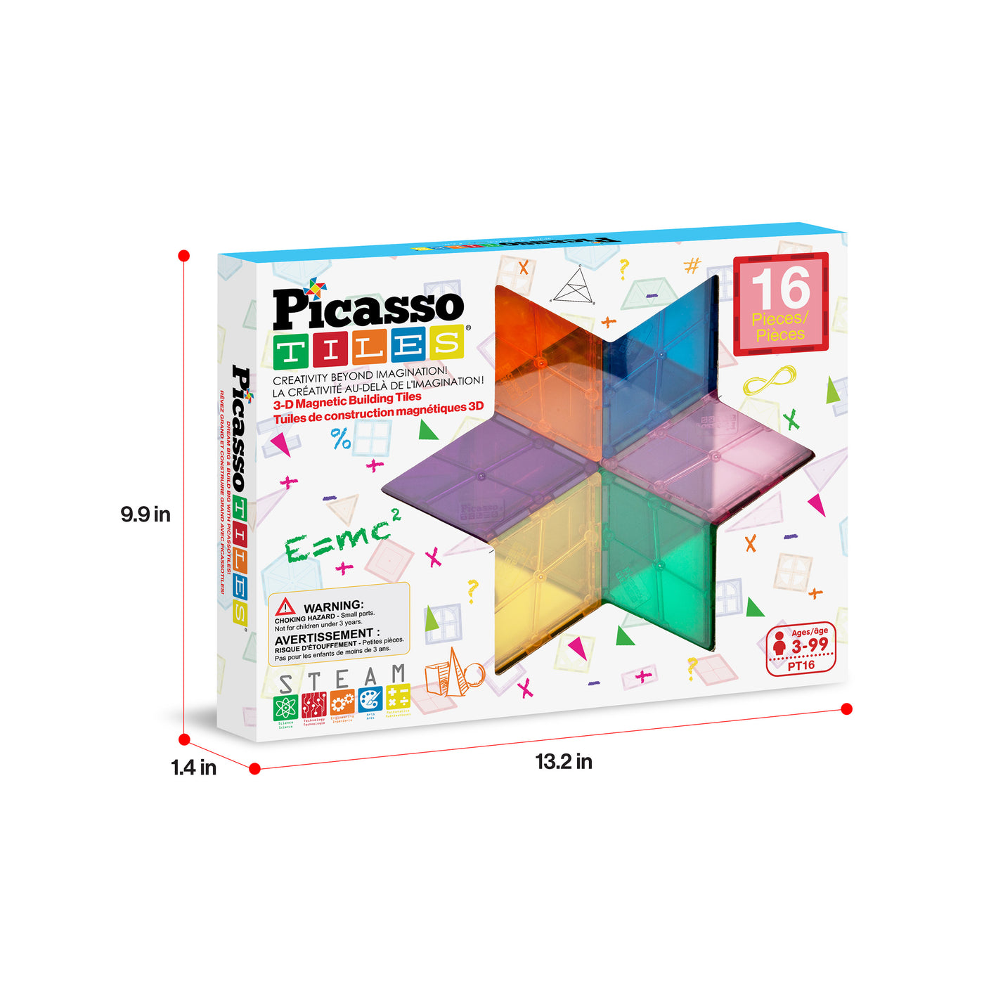 PicassoTiles Magnetic Tile Geometry Shape  Building Set