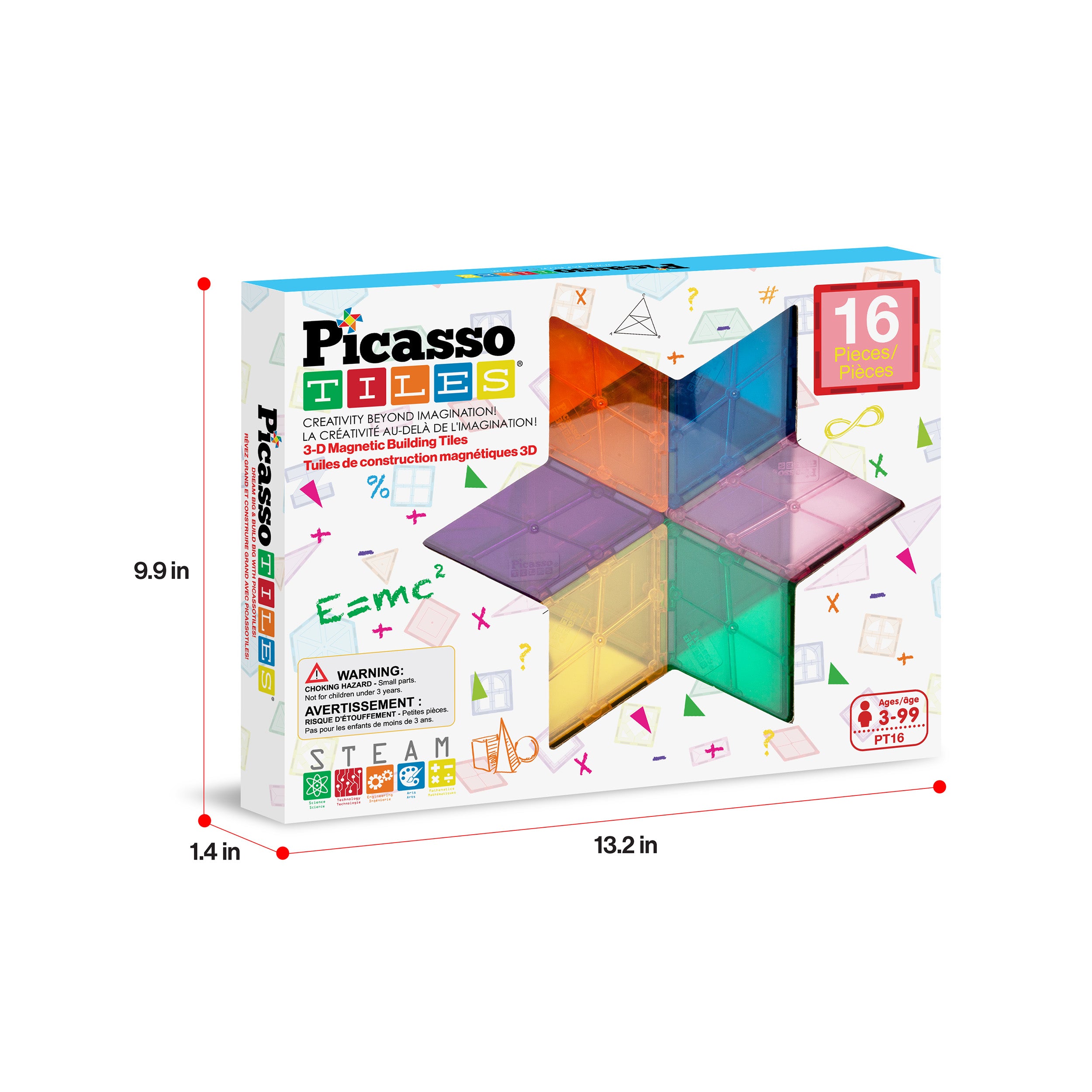 PicassoTiles Magnetic Tile Geometry Shape  Building Set