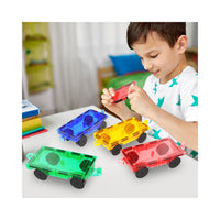 PicassoTiles 4pc Magnetic Car & Truck Base for Magnet Tile Building