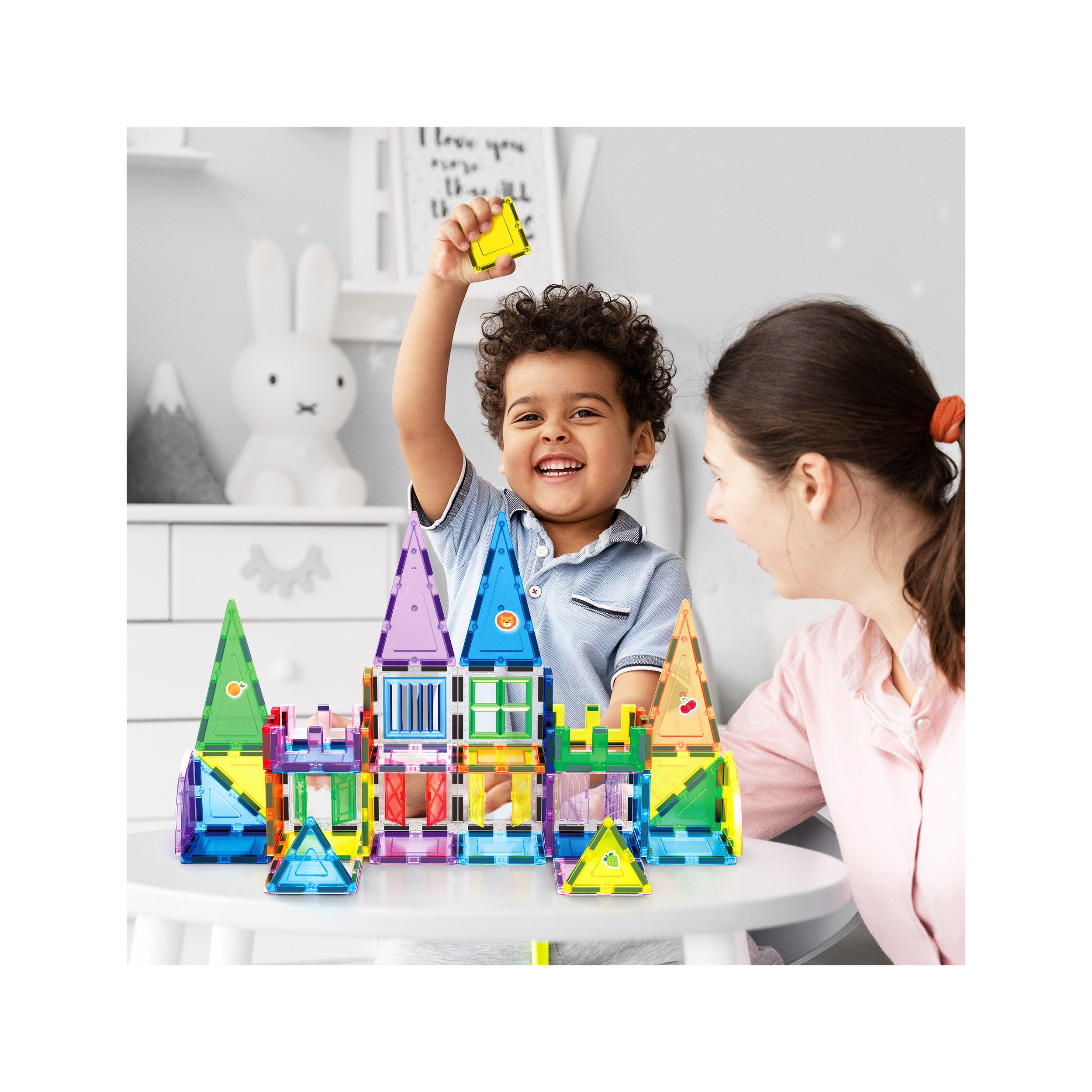 240pc Magnetic Tiles Building Set with Car Base | PicassoTiles