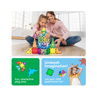 PicassoTiles 240 Piece Magnetic Building Set: Includes Storage Bag, Themed Stickers & Car Base