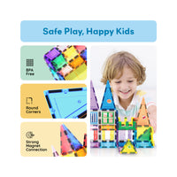 PicassoTiles 240 Piece Magnetic Building Set: Includes Storage Bag, Themed Stickers & Car Base