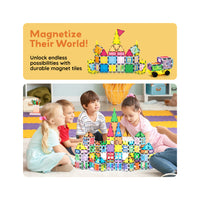 PicassoTiles 240 Piece Magnetic Building Set: Includes Storage Bag, Themed Stickers & Car Base