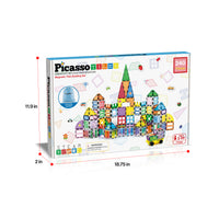 PicassoTiles 240 Piece Magnetic Building Set: Includes Storage Bag, Themed Stickers & Car Base