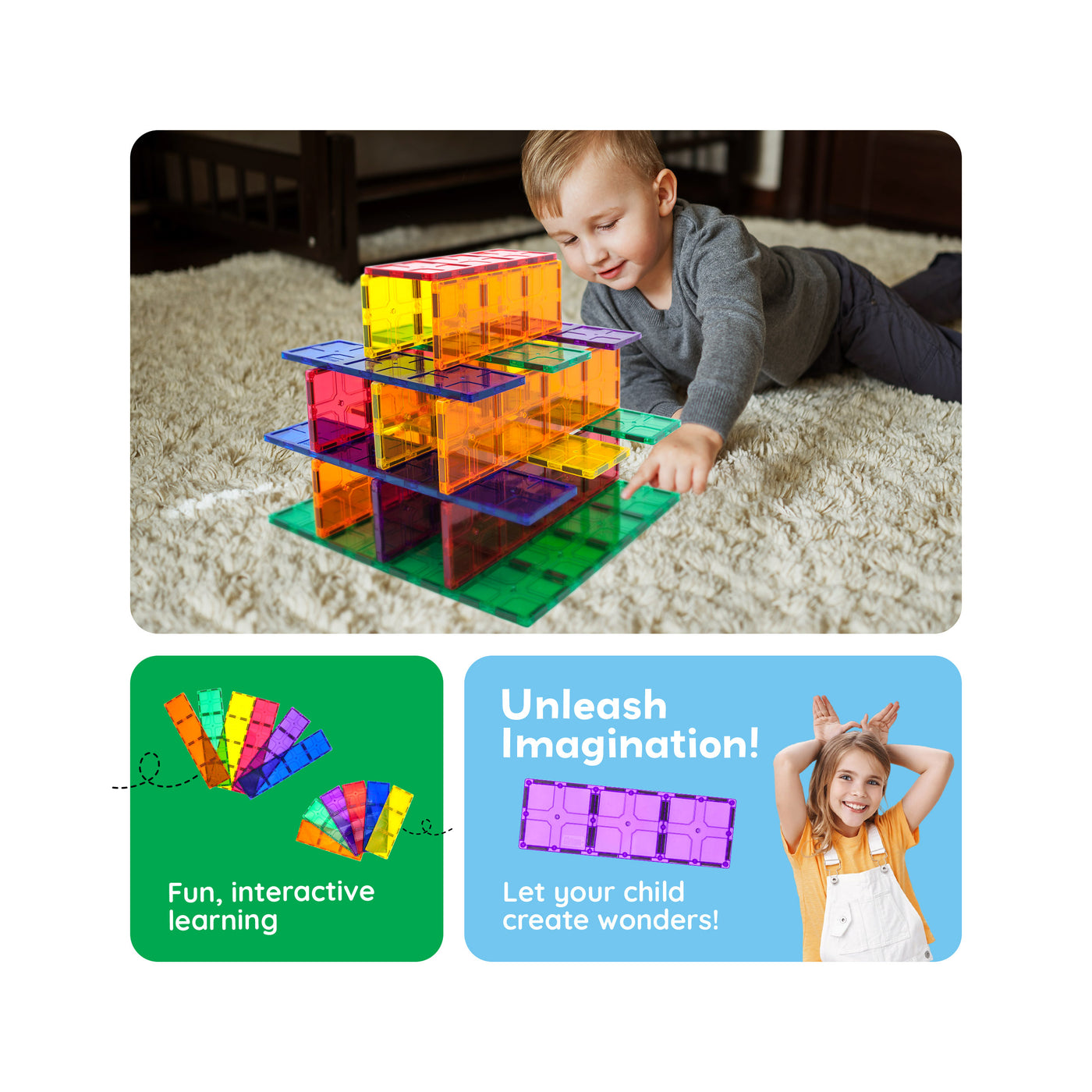 PicassoTiles 28pc XL Magnetic Tile Foundation Base Set