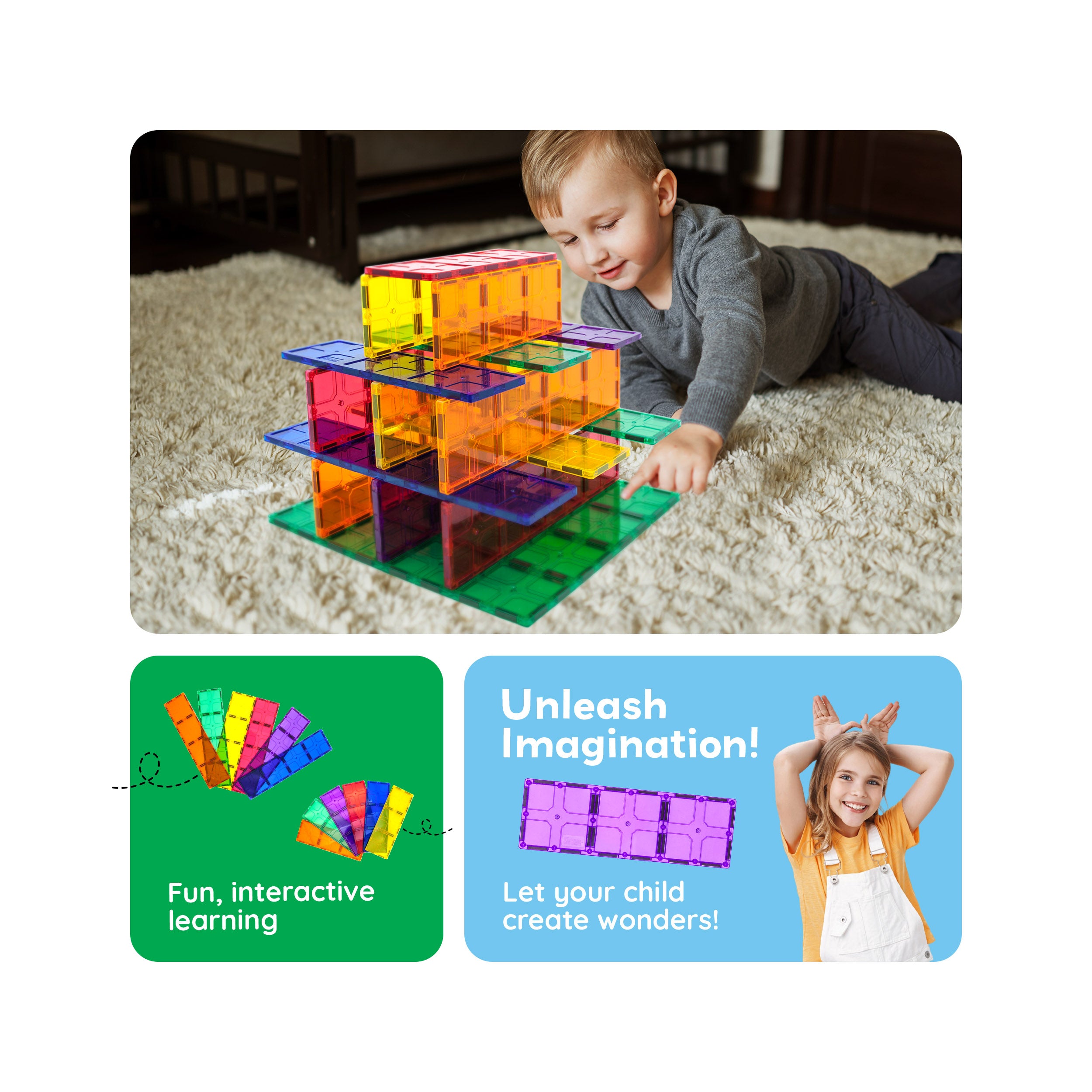 PicassoTiles 28pc XL Magnetic Tile Foundation Base Set