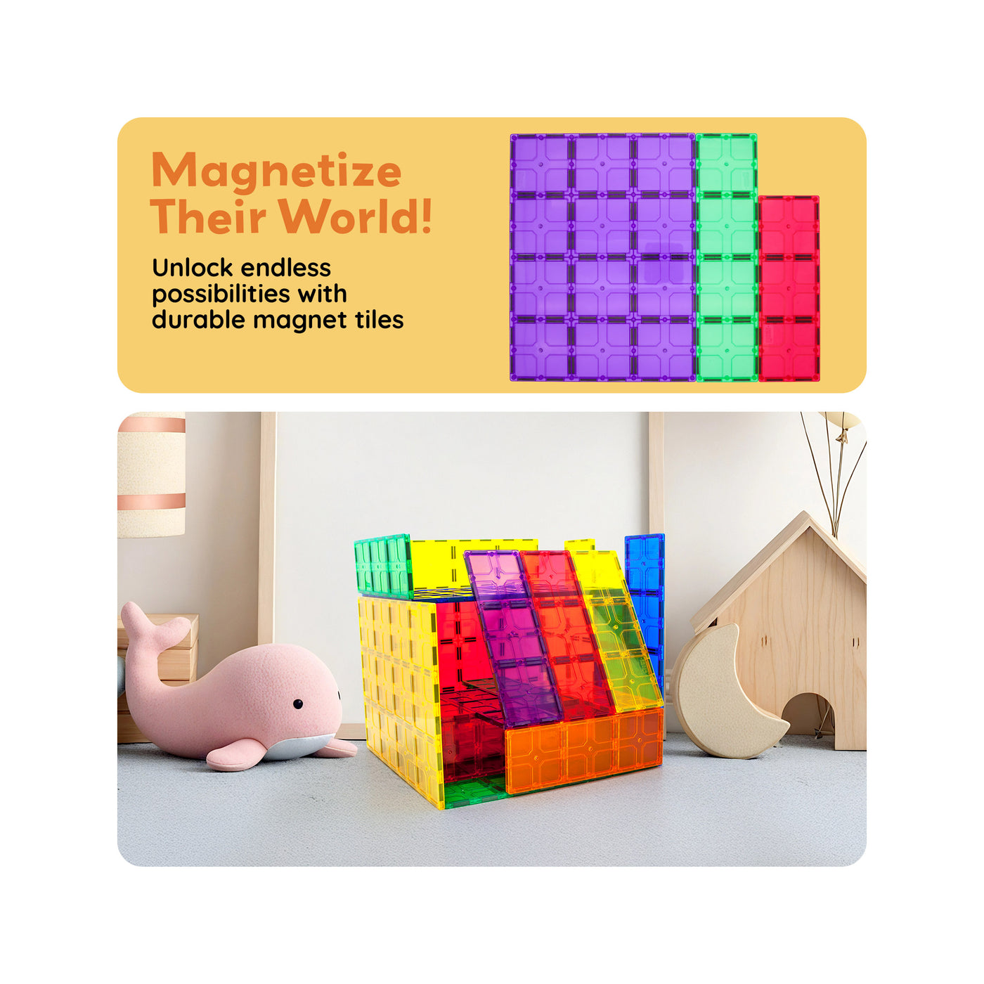 PicassoTiles 28pc XL Magnetic Tile Foundation Base Set