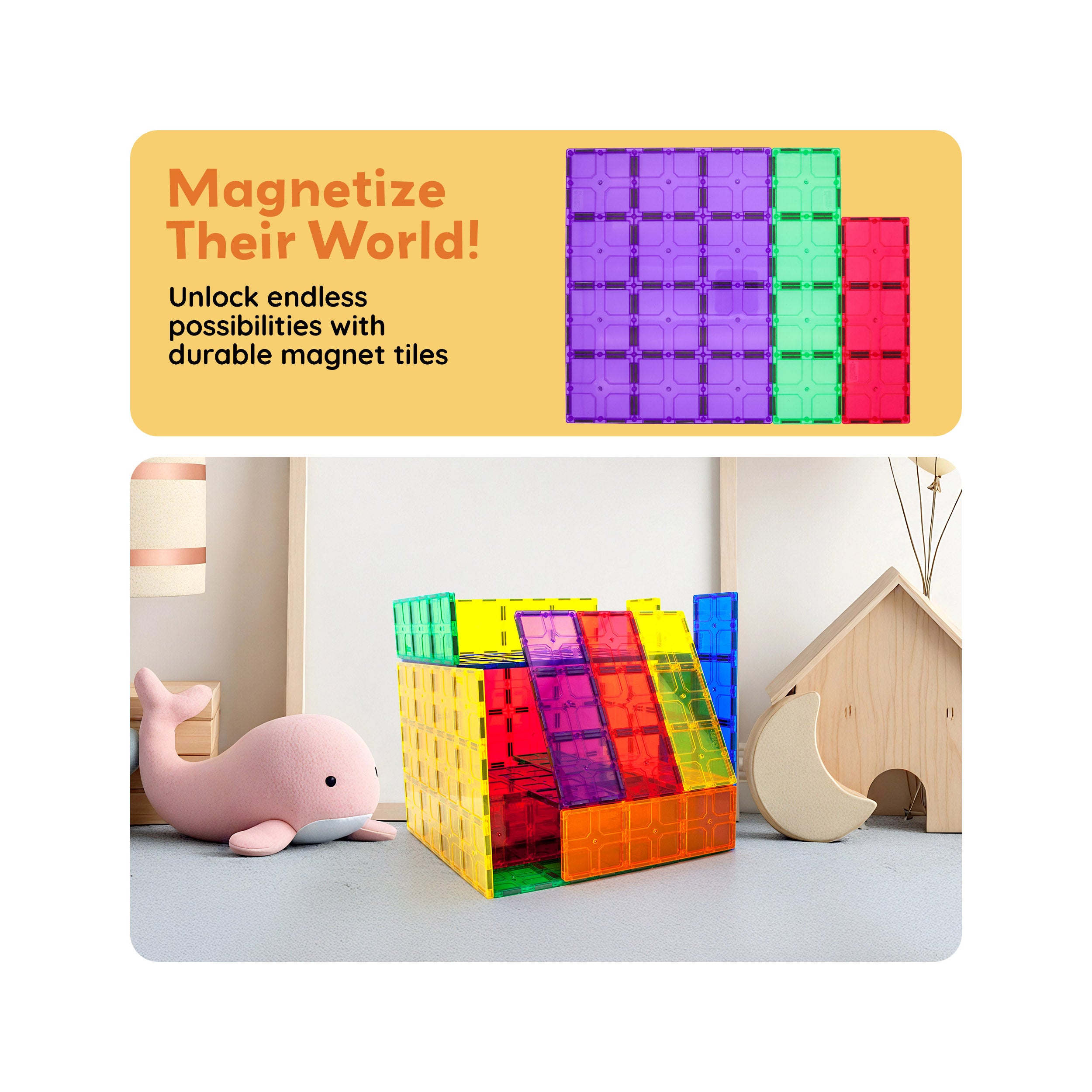 PicassoTiles 28pc XL Magnetic Tile Foundation Base Set