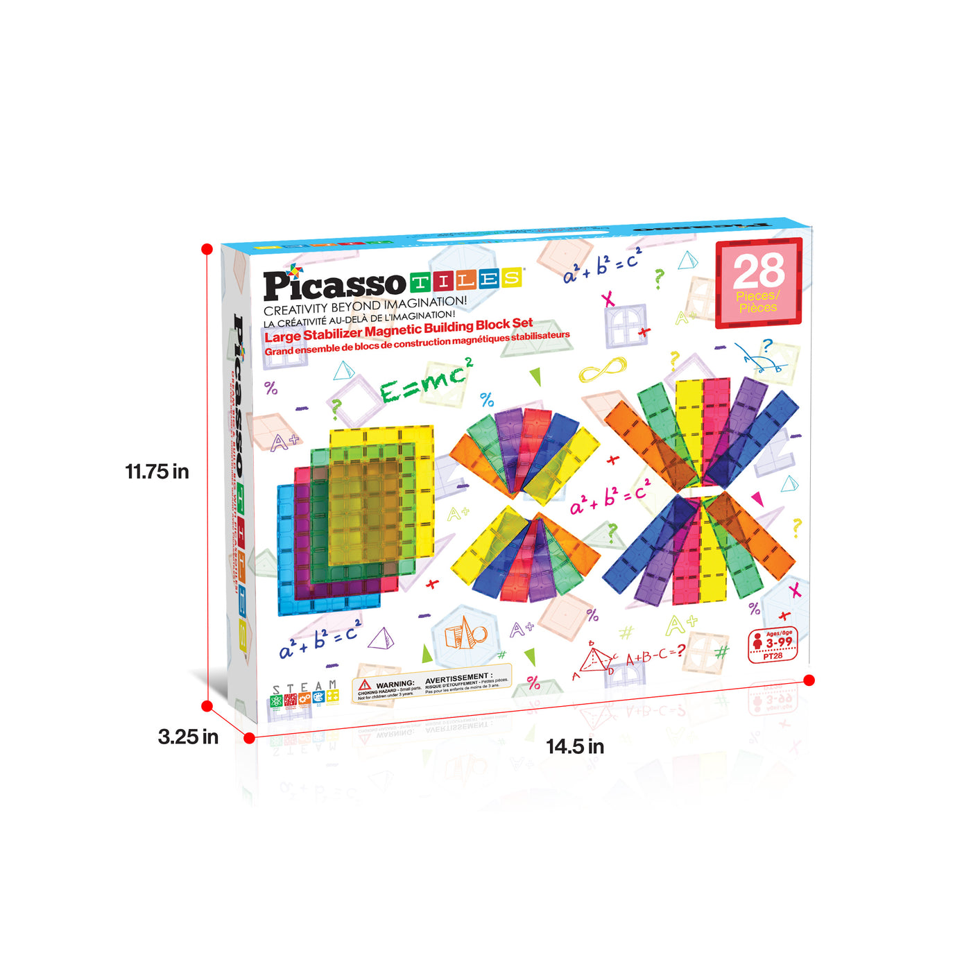 PicassoTiles 28pc XL Magnetic Tile Foundation Base Set