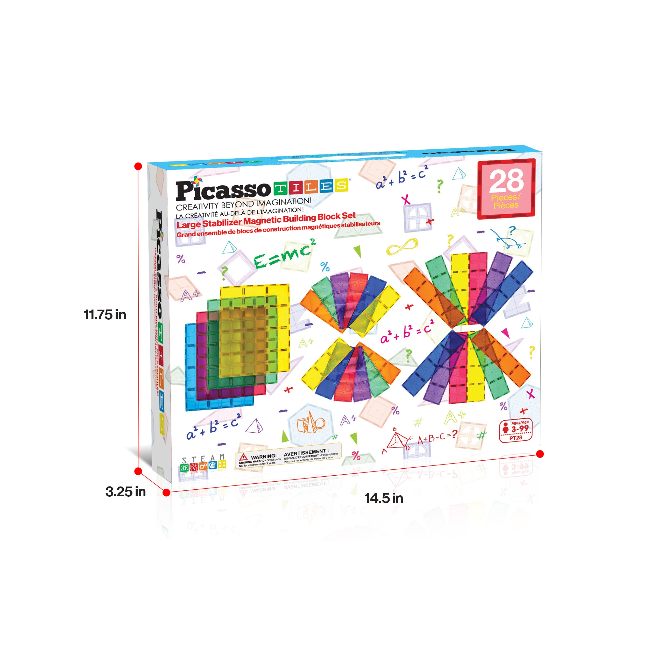 PicassoTiles 28pc XL Magnetic Tile Foundation Base Set