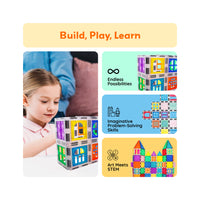 PicassoTiles Magnetic Tile Construction Kit with Swappable Clip-Ons - 30 Pieces