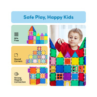 PicassoTiles Magnetic Tile Construction Kit with Swappable Clip-Ons - 30 Pieces
