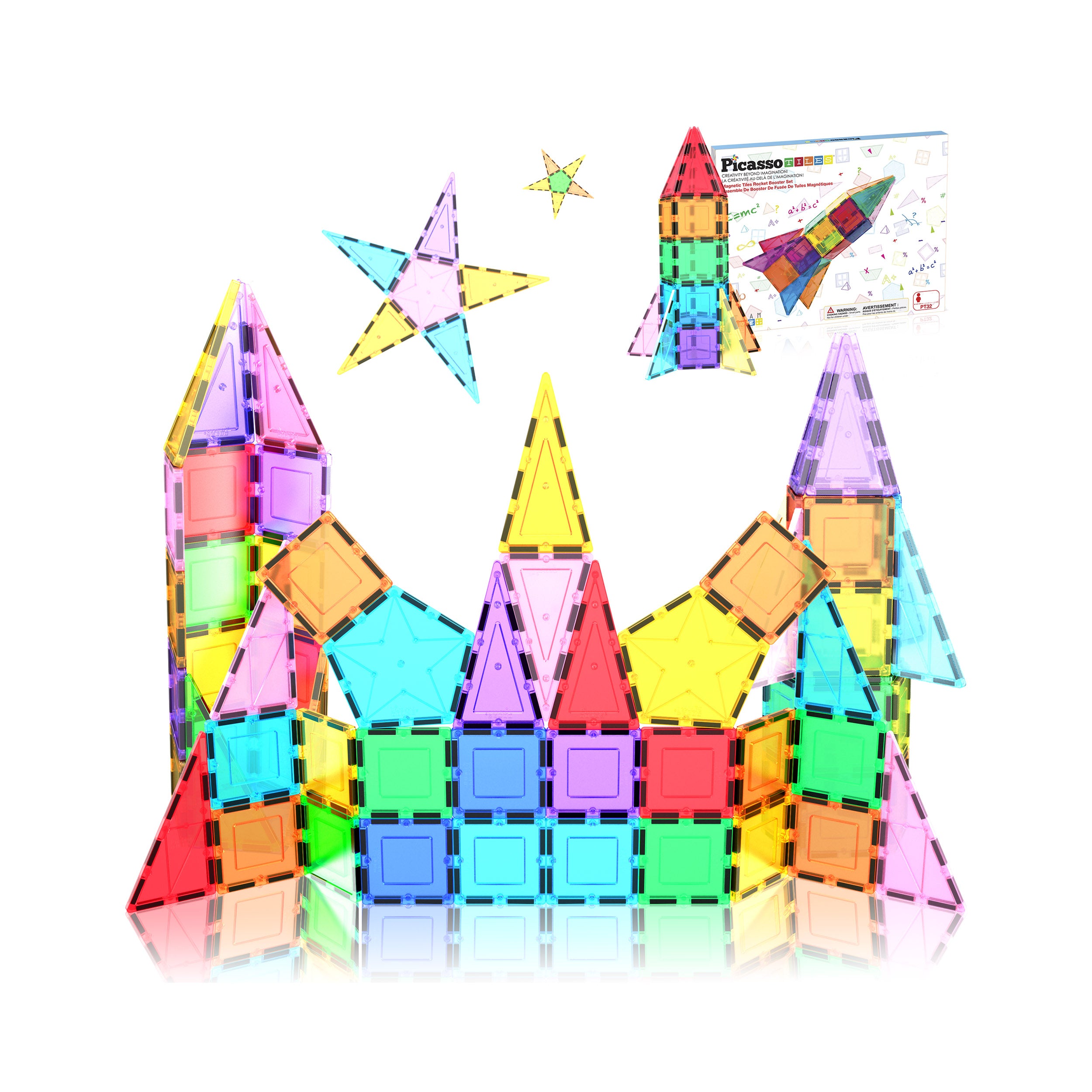 ピカソ　タイル　置物 PicassoTiles Magnetic Tile Rocket Ship Toy - 32 Pieces · PicassoTiles