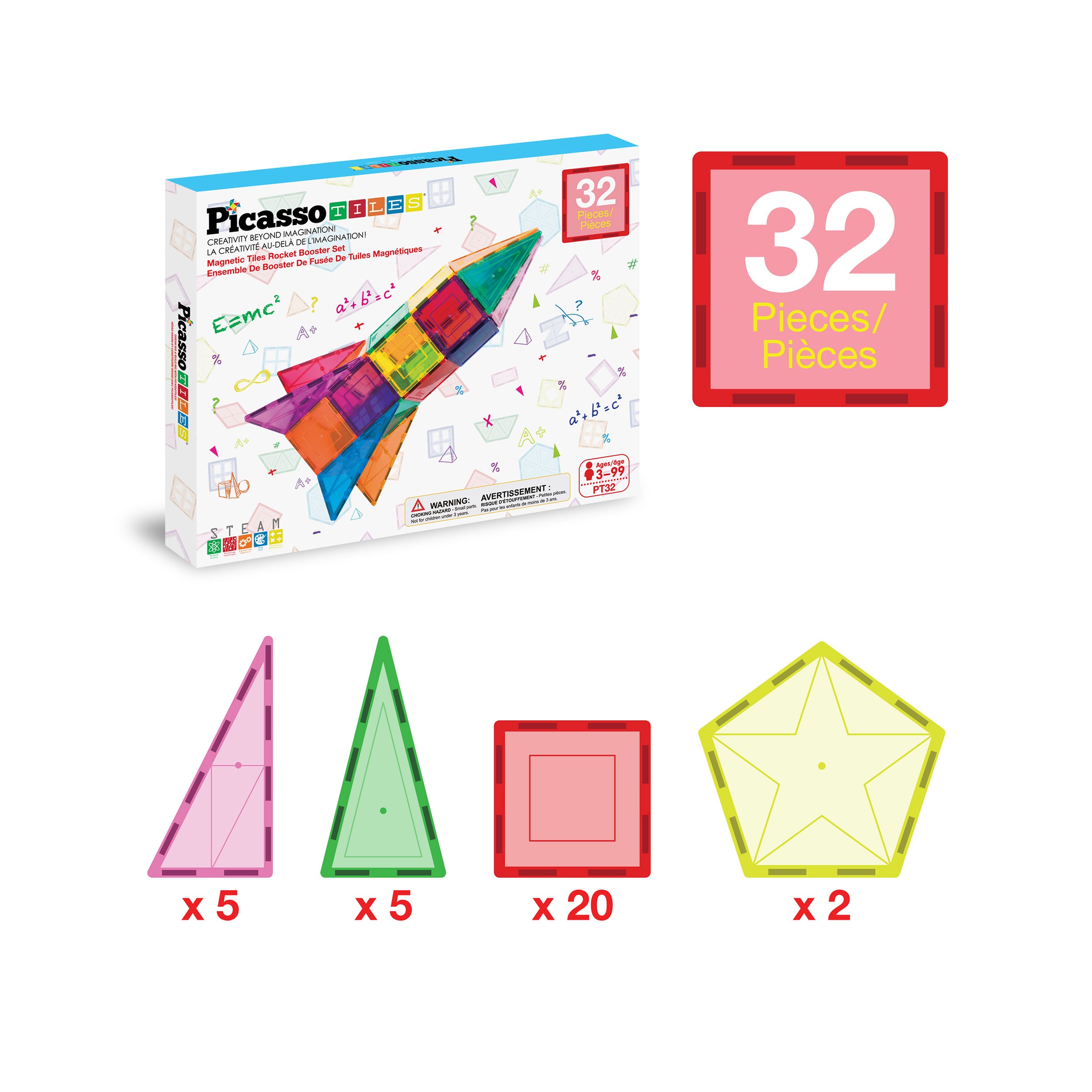 Rocket Ship Magnetic Tiles Set 32pc PT32 | PicassoTiles · PicassoTiles