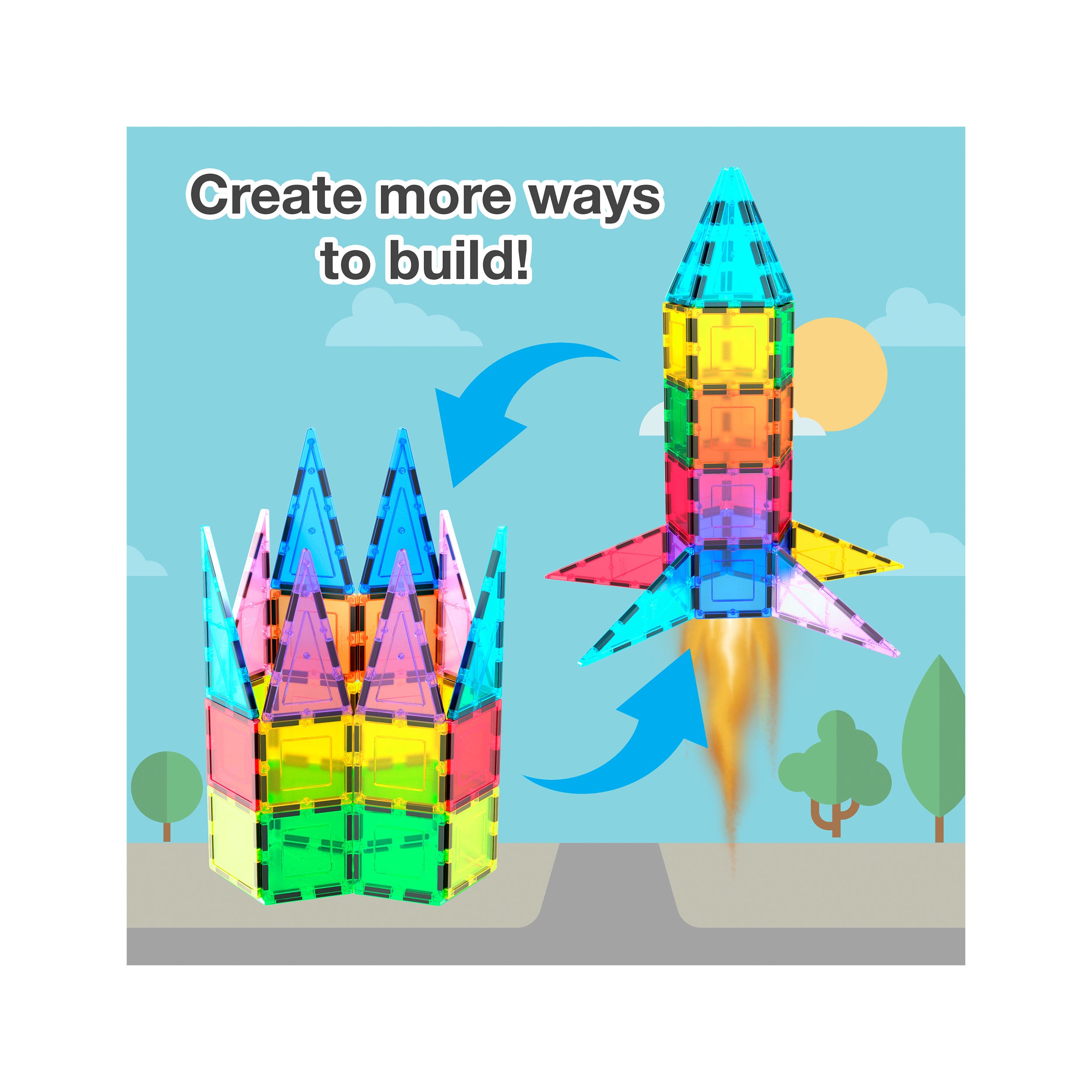 PicassoTiles Magnetic Tile Rocket Ship Toy - 32 Pieces · PicassoTiles