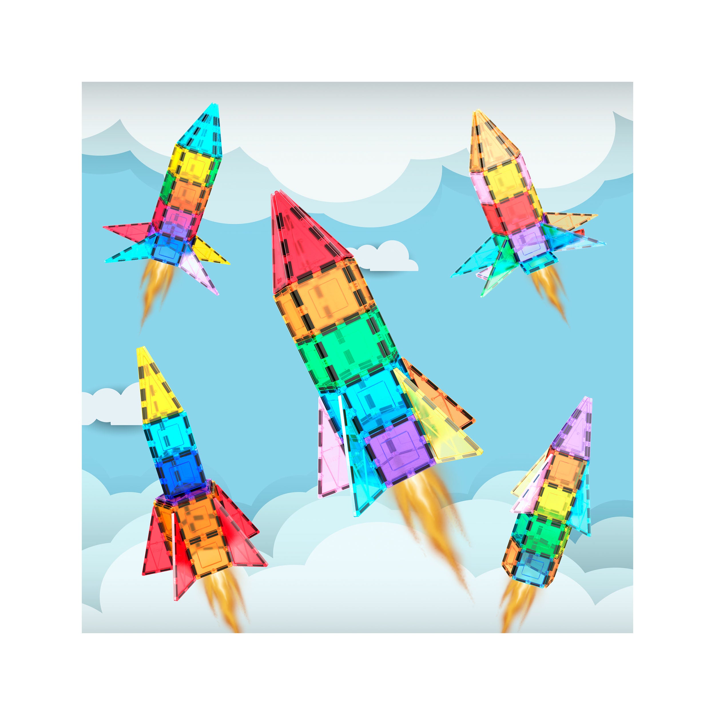 PicassoTiles Magnetic Tile Rocket Ship Toy - 32 Pieces · PicassoTiles