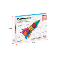 PicassoTiles Magnetic Tile Rocket Ship Toy - 32 Pieces