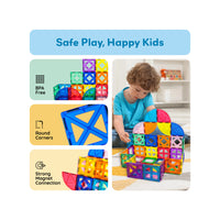 PicassoTiles Magnetic Building Tile Quarter Round and Window Set - 36 Pieces
