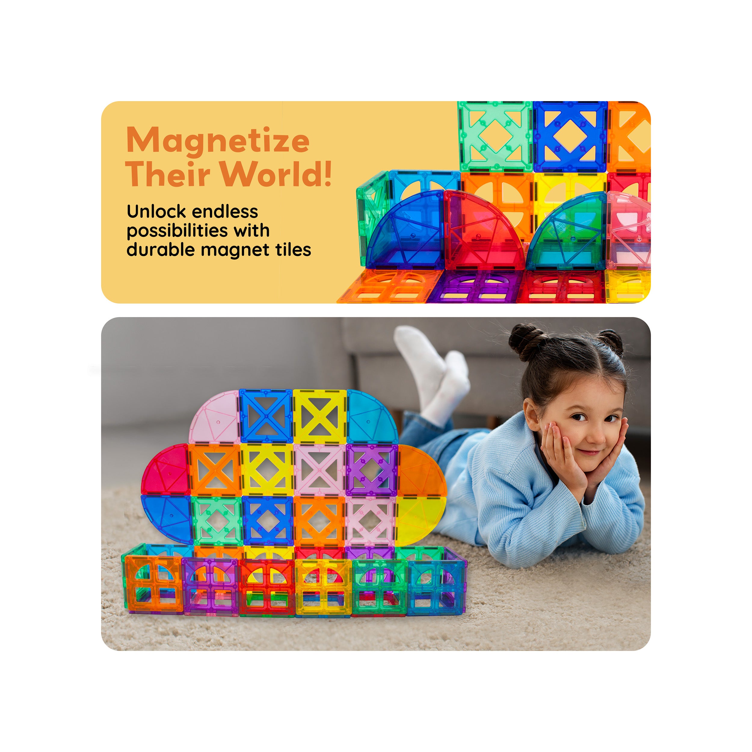 ピカソ　タイル　置物 Magnetic Tiles Quarter Round & Window Set 36pc | PicassoTiles