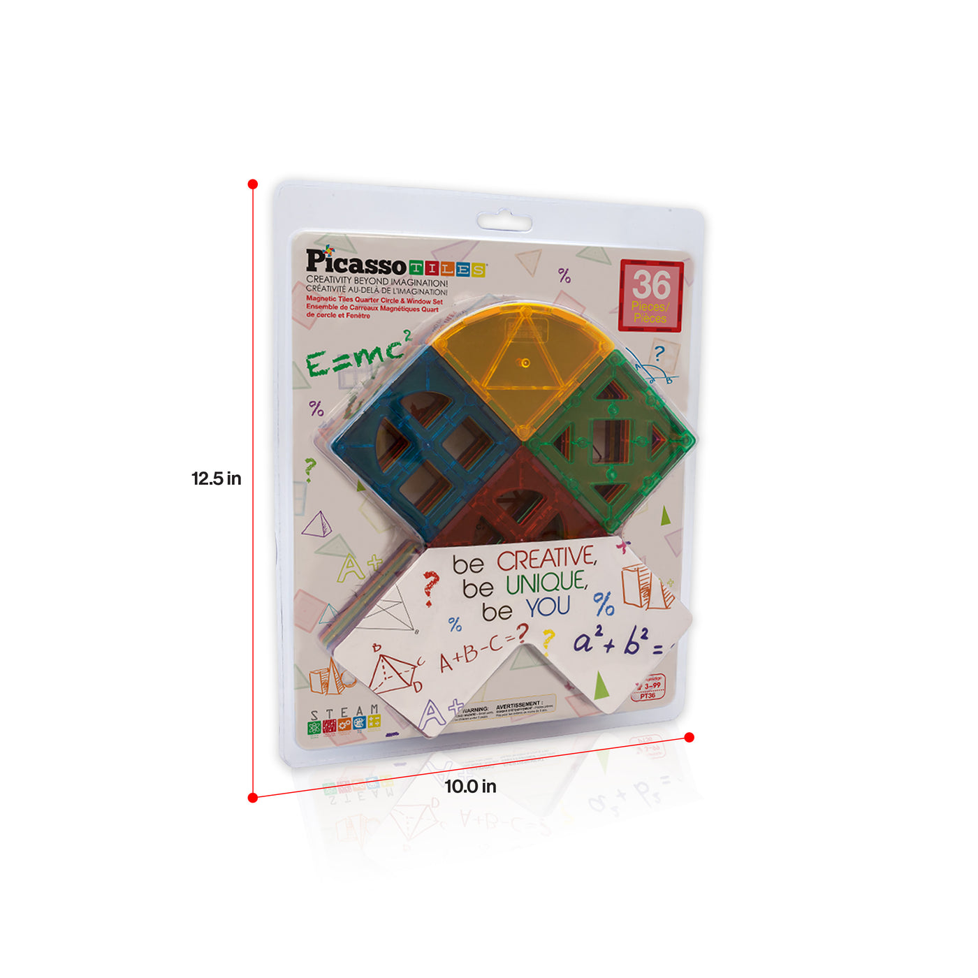 PicassoTiles Magnetic Building Tile Quarter Round and Window Set - 36 Pieces