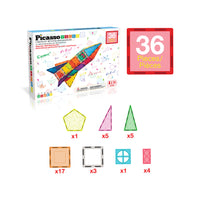 PicassoTiles 36pc Rocket Ship Magnetic Building Block Set