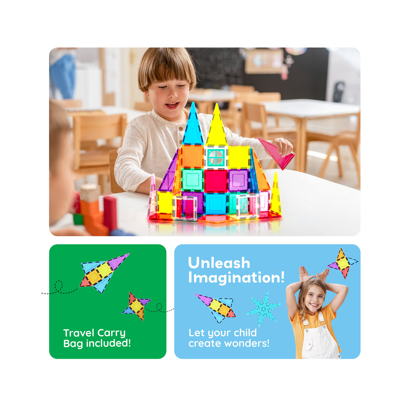 PicassoTiles 36pc Rocket Ship Magnetic Building Block Set