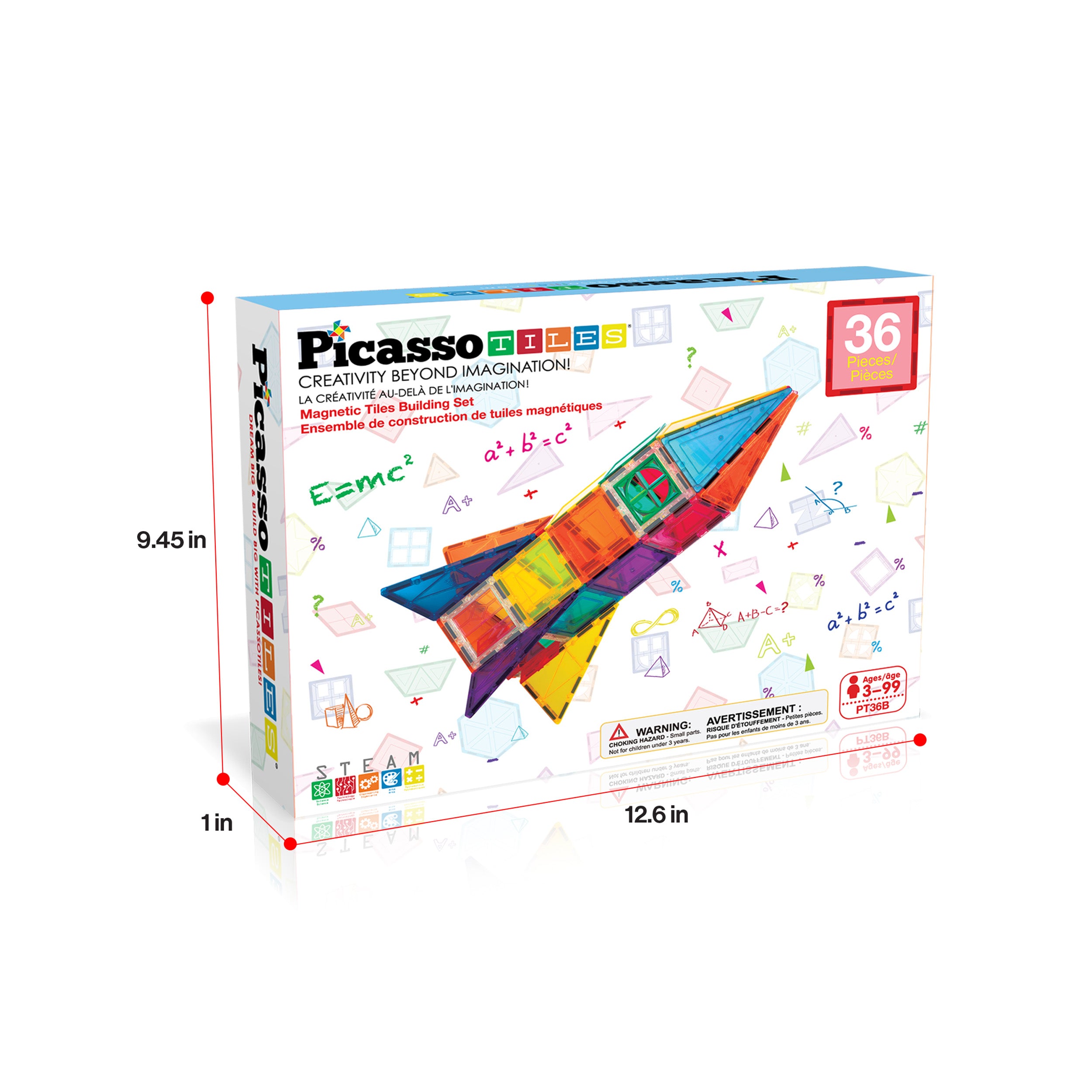 PicassoTiles 36pc Rocket Ship Magnetic Building Block Set
