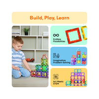 PicassoTiles Magnetic Tile Building Set with Unique Shapes - 42 Pieces