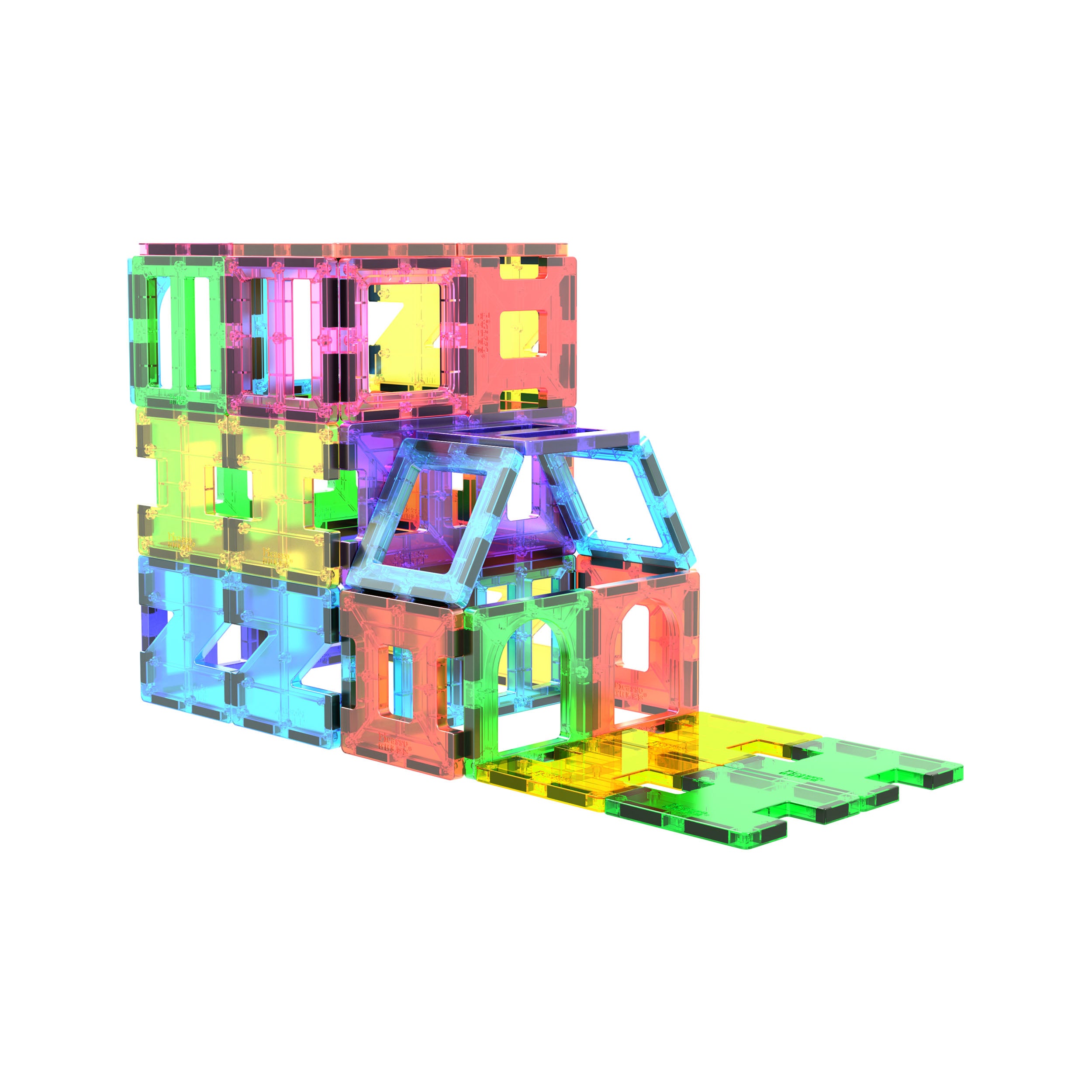 PicassoTiles Magnetic Tile Building Set with Unique Shapes - 42 Pieces