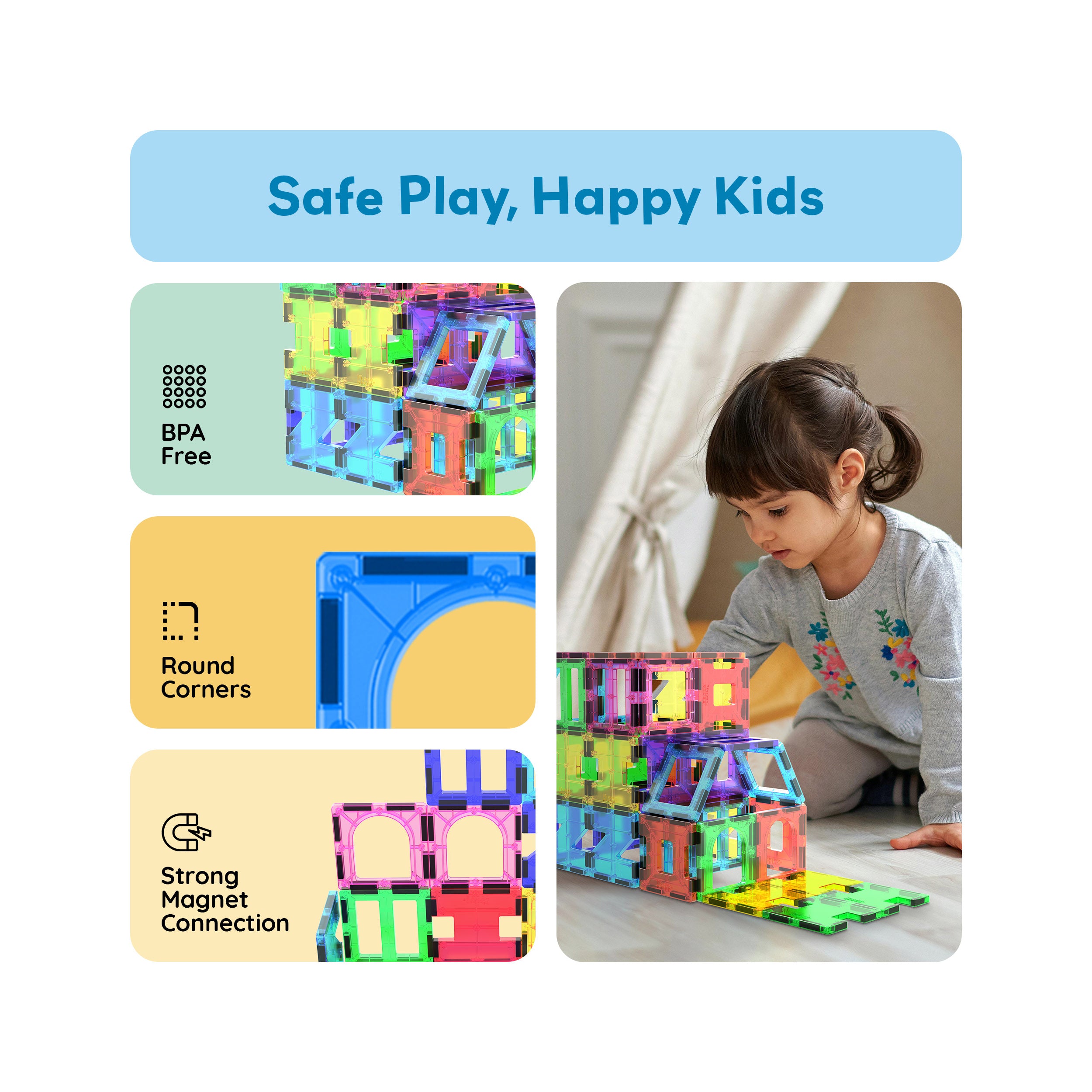 ジグソーパズル Picasso Tiles 150pieces Magnetic Tile Building Set 42 Pieces with 6 Shapes | PicassoTiles
