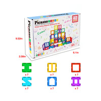 PicassoTiles Magnetic Tile Building Set with Unique Shapes - 42 Pieces