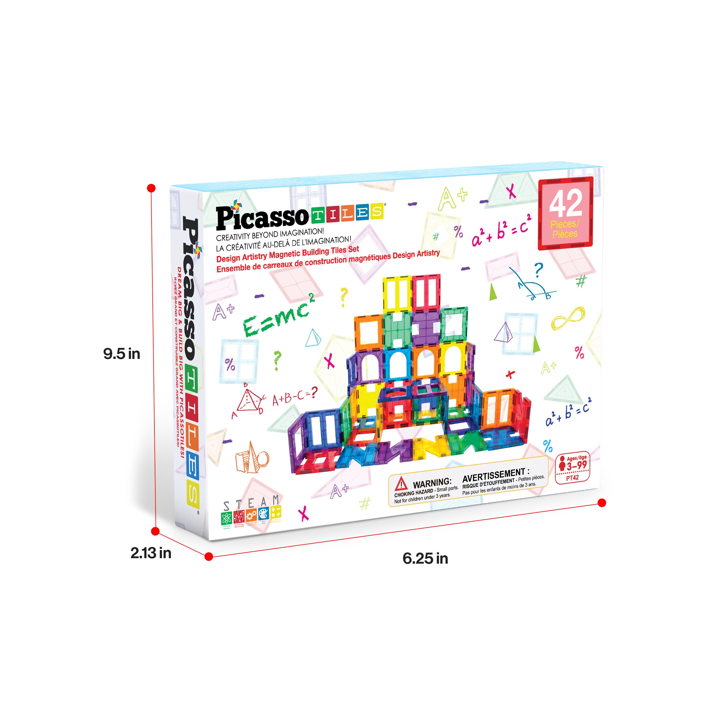 Magnetic Tile Building Set 42 Pieces with 6 Shapes | PicassoTiles