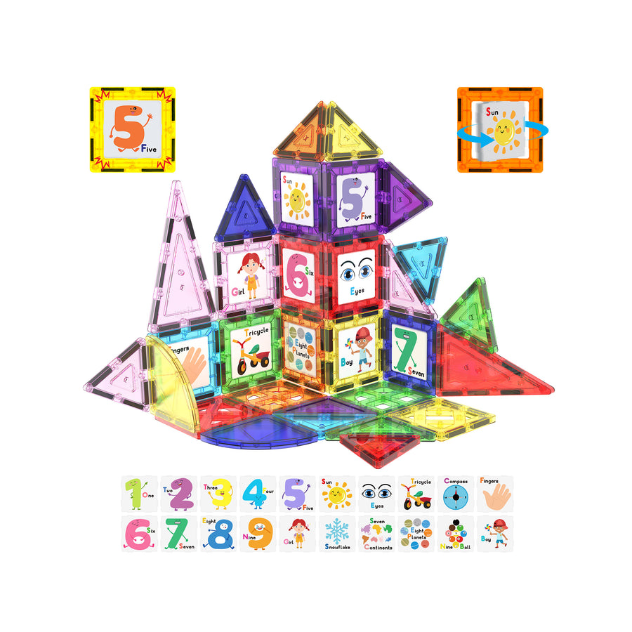 PicassoTiles Magnet Tile Toy Click-In Graphic Art Piece Set - 42 Pieces