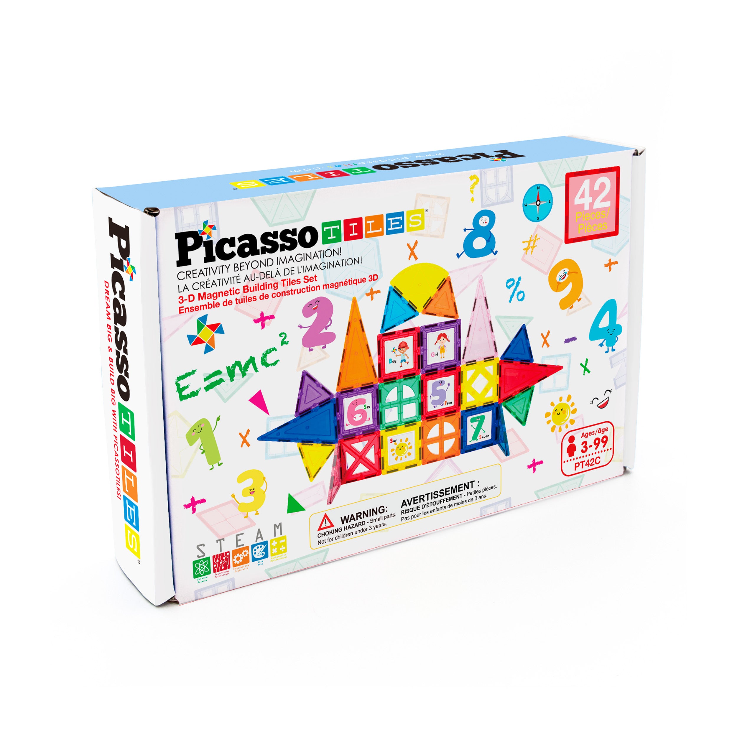 PicassoTiles Magnet Tile Toy Click-In Graphic Art Piece Set - 42