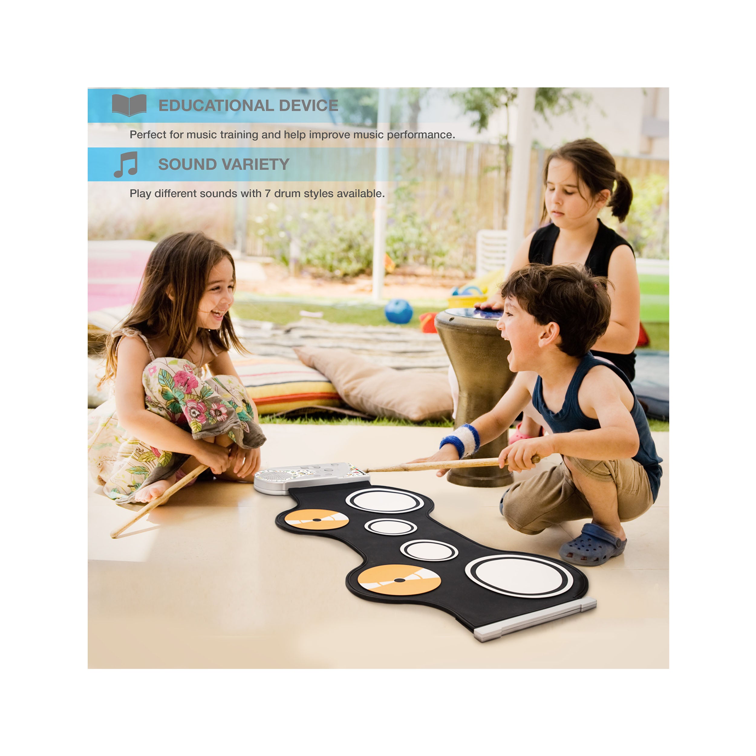 PicassoTiles Flexible Roll-Up Educational Electronic Drum Kit