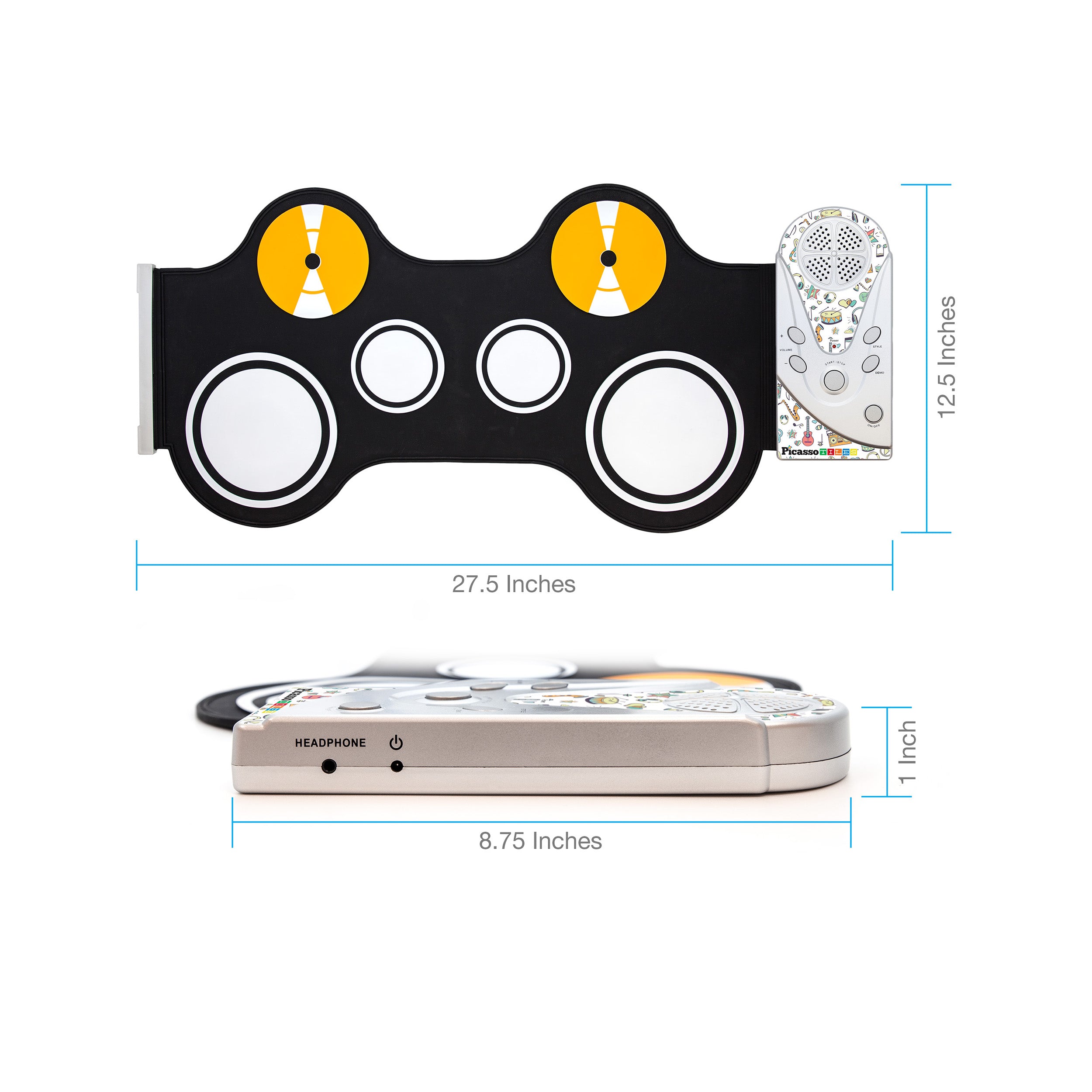 PicassoTiles Flexible Roll-Up Educational Electronic Drum Kit