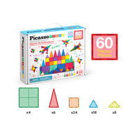 PicassoTiles 60 Piece Classic Magnetic Tiles