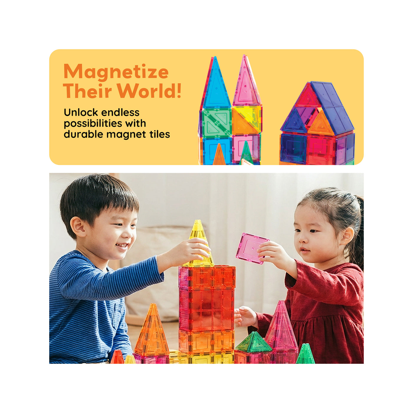 PicassoTiles 60pc Magnetic Tiles Classic Playset