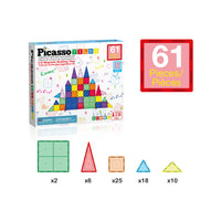 PicassoTiles Magnetic Tile Classic 61pc Building Set