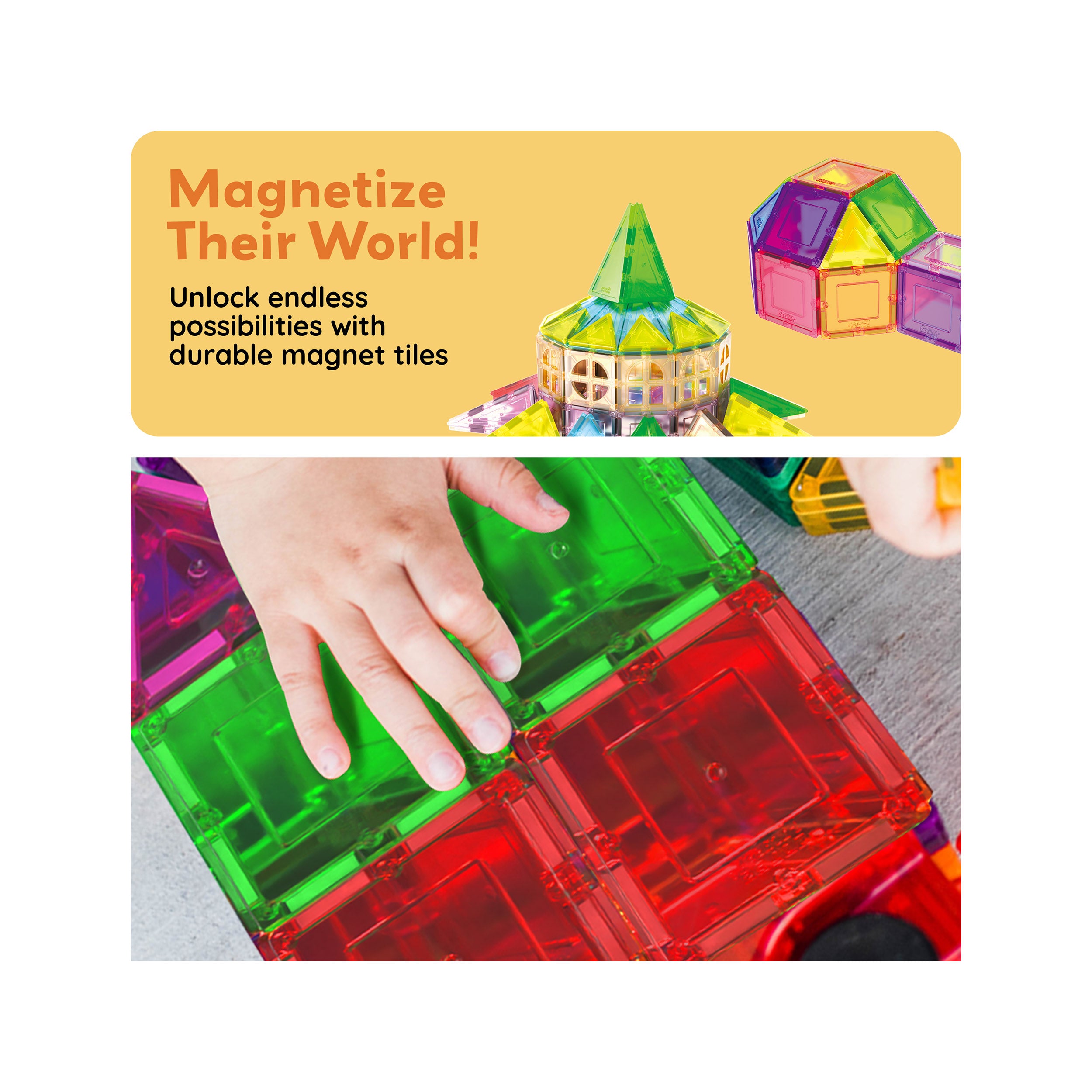 PicassoTiles Magnetic Tile Classic 61pc Building Set