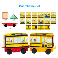 PicassoTiles 3in1 Rocket, Train, and Bus with Stick on Designs