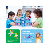 PicassoTiles 72pc Magnetic Tiles Winter Ice Castle Set