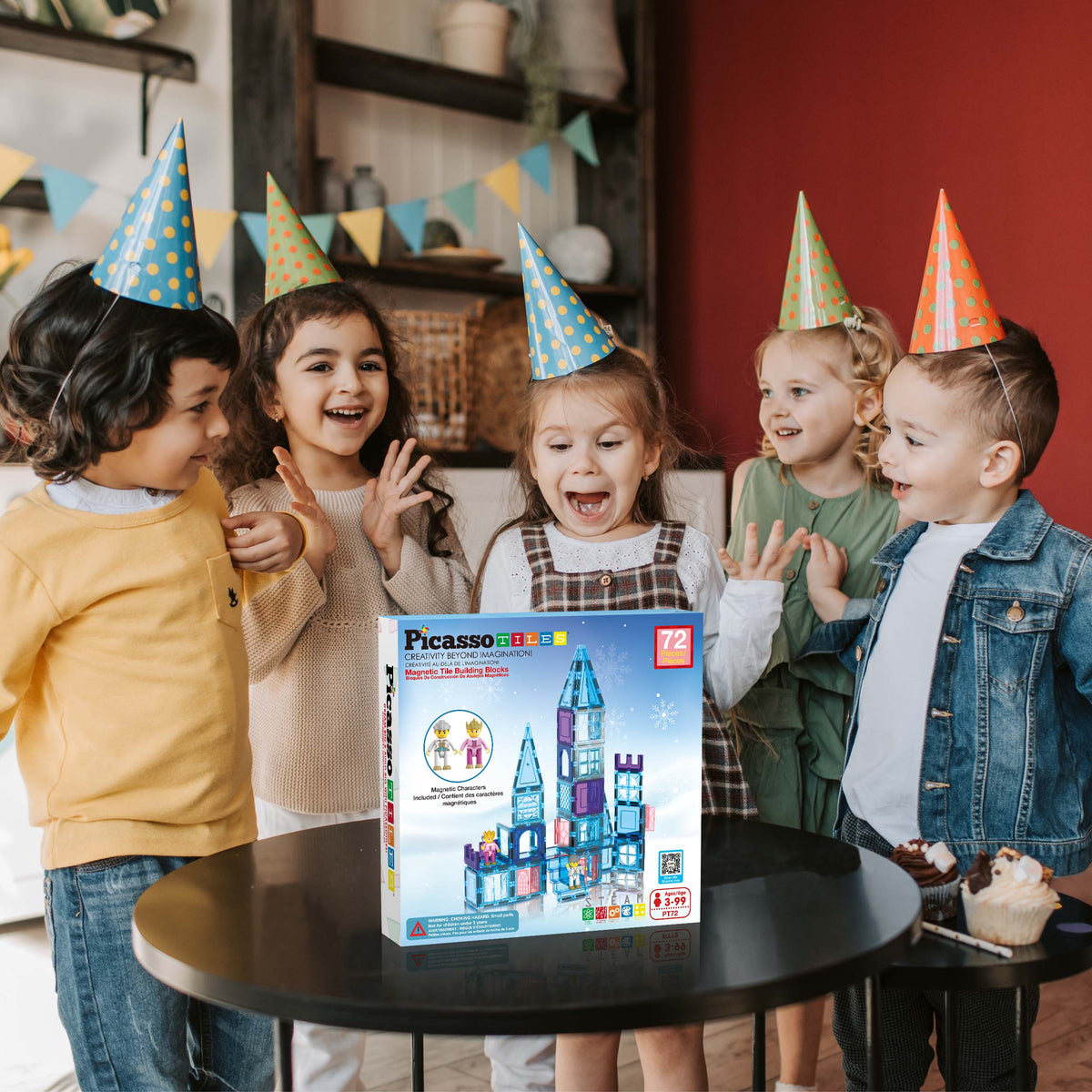 PicassoTiles 72pc Magnetic Tiles Winter Ice Castle Set · PicassoTiles
