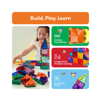 PicassoTiles 80pc Magnetic Tile Diamond Building Set w/Car Base